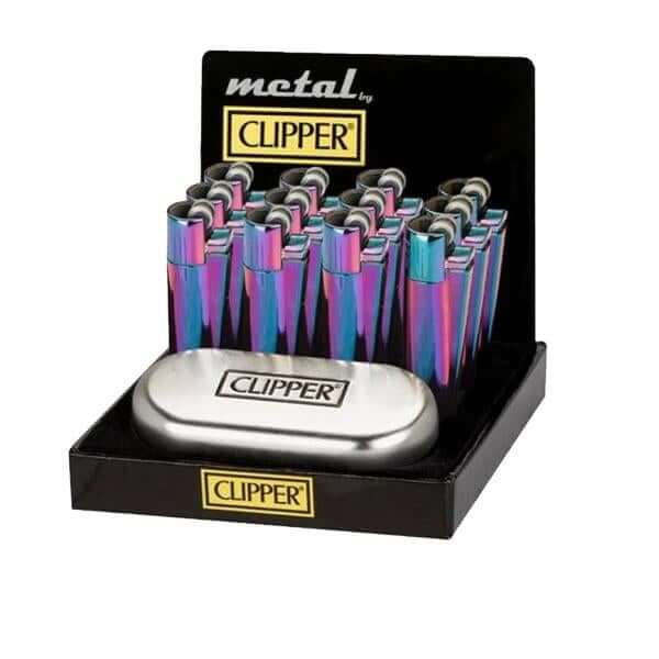 12 Clipper Metal Large Classic Finishes Lighters Icy with Case - CM0S019UK £77.99