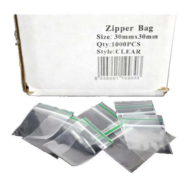 Zipper Branded 30mm x 30mm Clear Bags £4.99