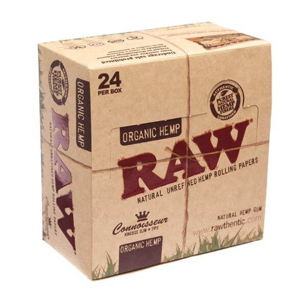 24 Raw Organic Hemp King Size Slim Papers + Tips (Connoisseur) £23.99