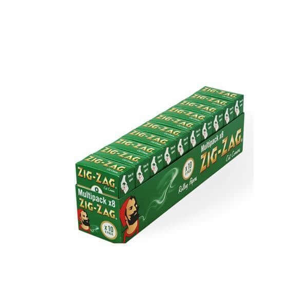 10 Pack x 8 Booklet Zig-Zag Green Regular Rolling Papers £15.99