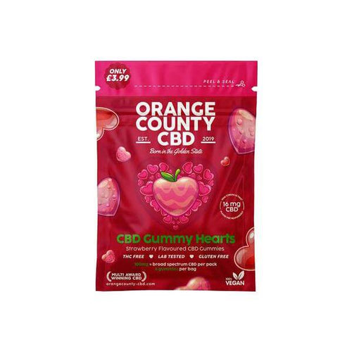 Orange County CBD 100mg Mini CBD Gummy Hearts - 6 Pieces £3.99