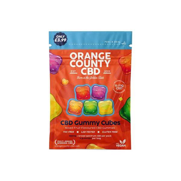 Orange County CBD 100mg Mini CBD Gummy Cubes - 6 Pieces £3.99