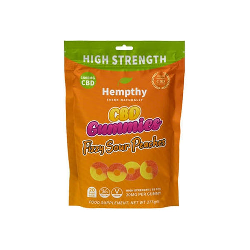 Hempthy 1000mg CBD Fizzy Sour Peach Rings Gummies - 50 Pieces £22.99