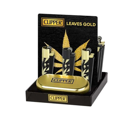 12 Clipper Metal Flint Gold Leaves Lighters - Limited Edition £90.99